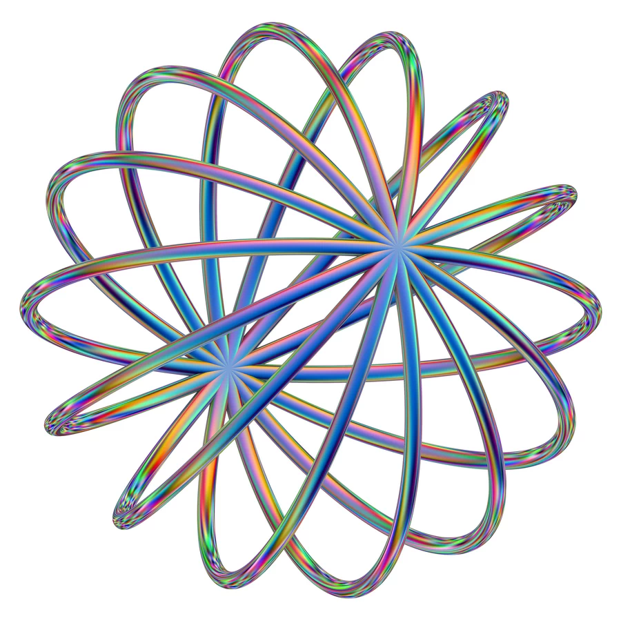 潮流酸性全息金属镭射机能彩虹3D立体几何图形png免抠图片素材【041】